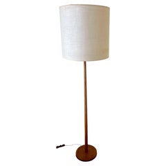 Danish Modern Solid Teak Floor Lamp with Original Lampshade