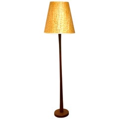 Danish Modern Solid Teak Floor Lamp with Original Lampshade