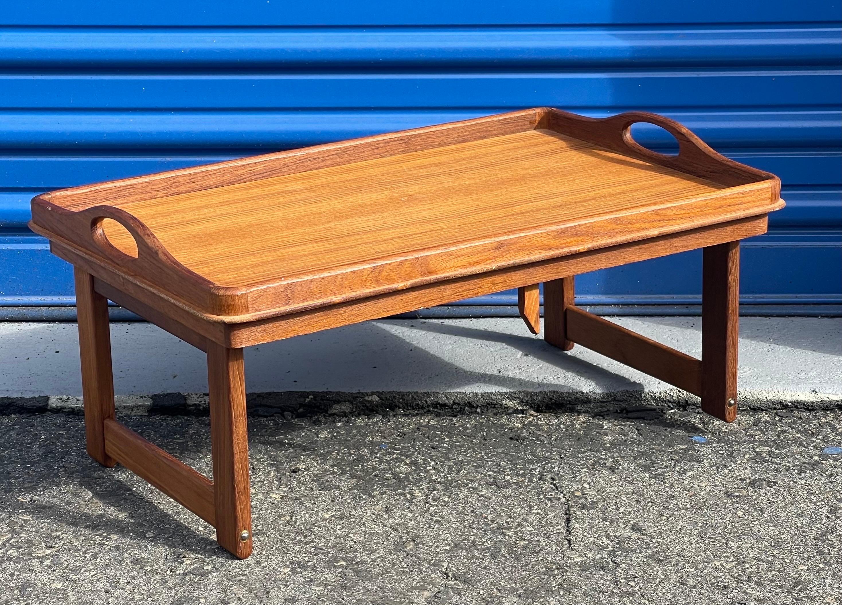 Scandinavian Modern Danish Modern Solid Teak Folding Bed / Breakfast Tray For Sale