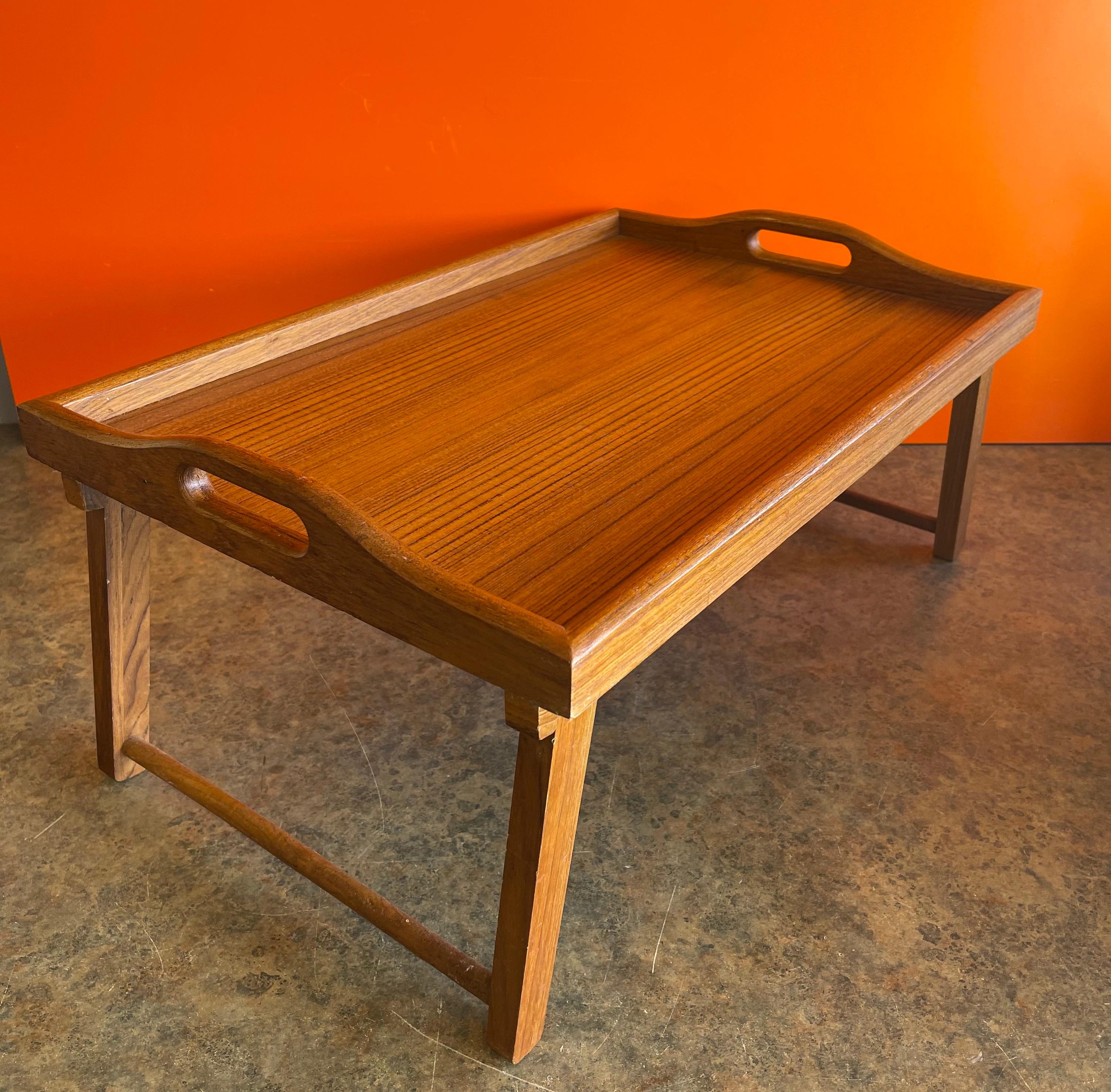 20th Century Danish Modern Solid Teak Folding Bed / Breakfast Tray