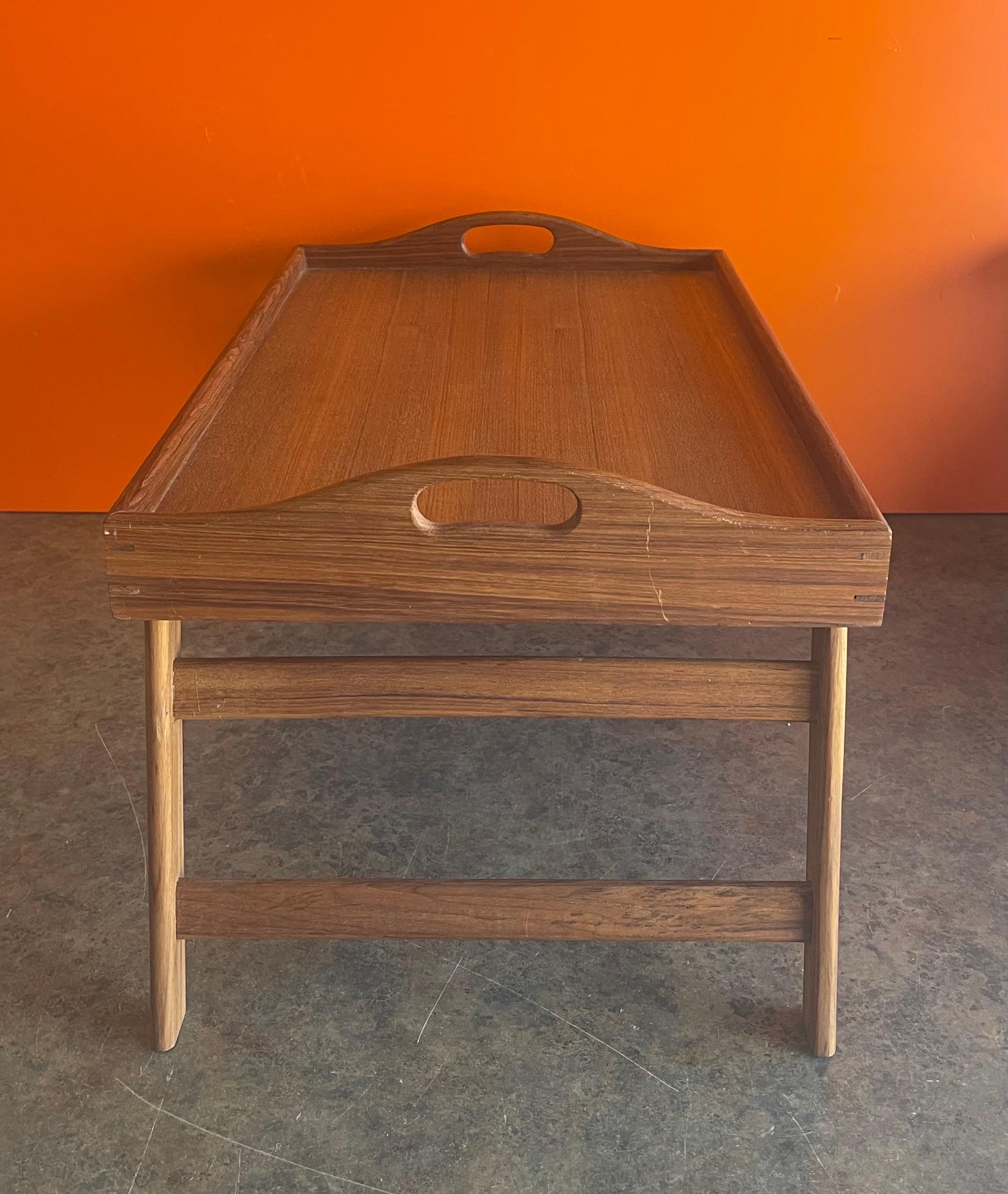 20th Century Danish Modern Solid Teak Folding Bed / Breakfast Tray