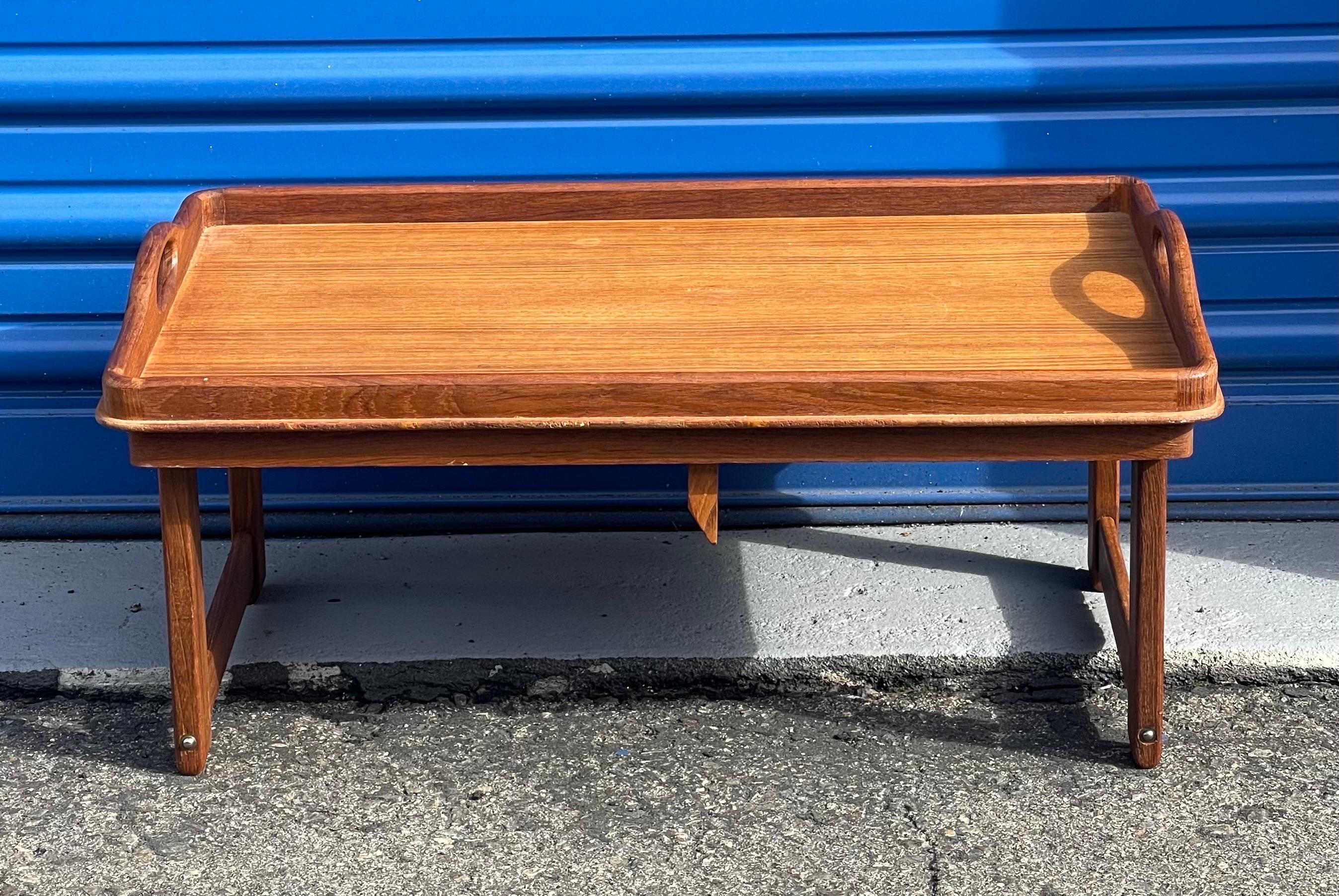 20th Century Danish Modern Solid Teak Folding Bed / Breakfast Tray For Sale