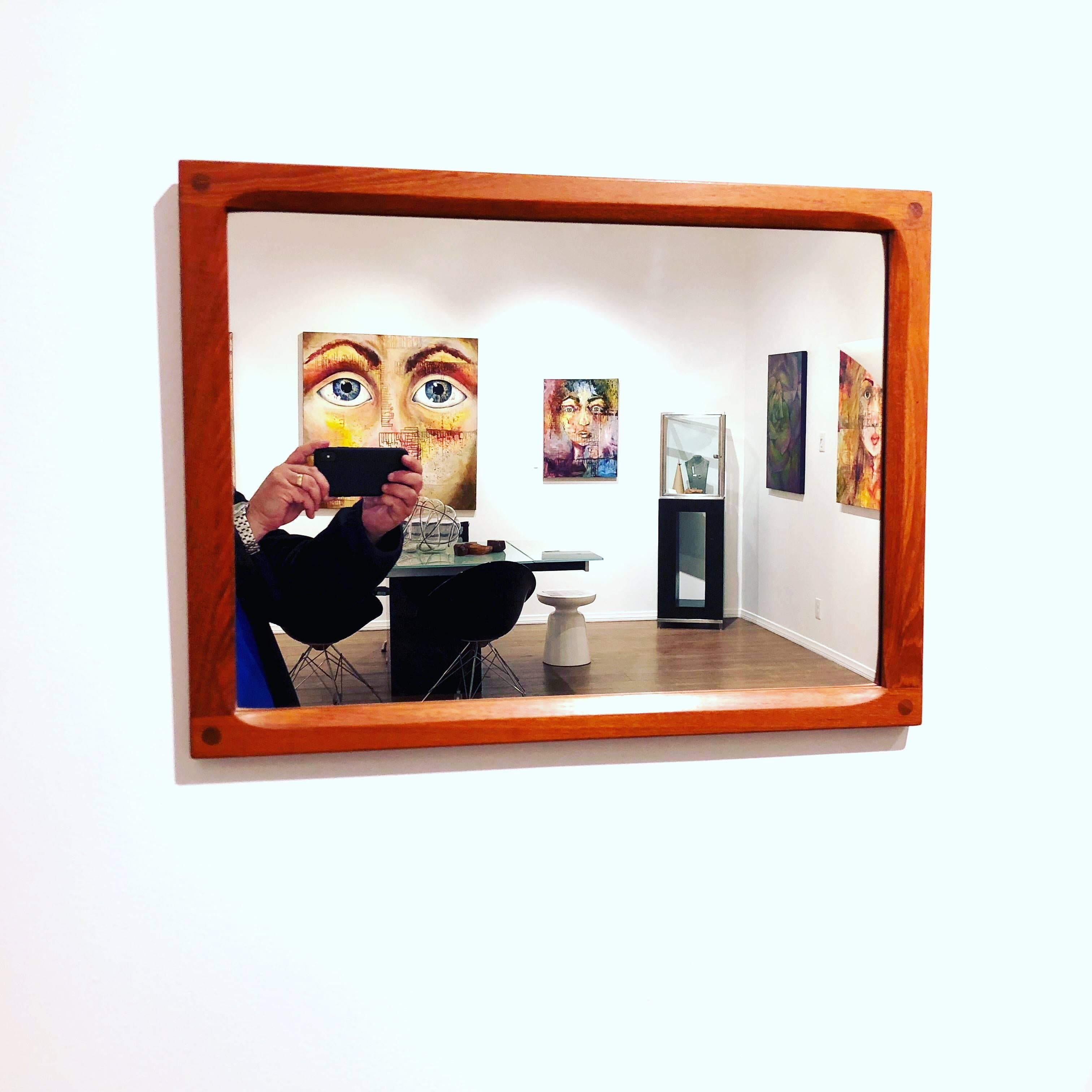Danish Modern Solid Teak Frame Mirror by Aksel Kjersgaard In Excellent Condition In San Diego, CA