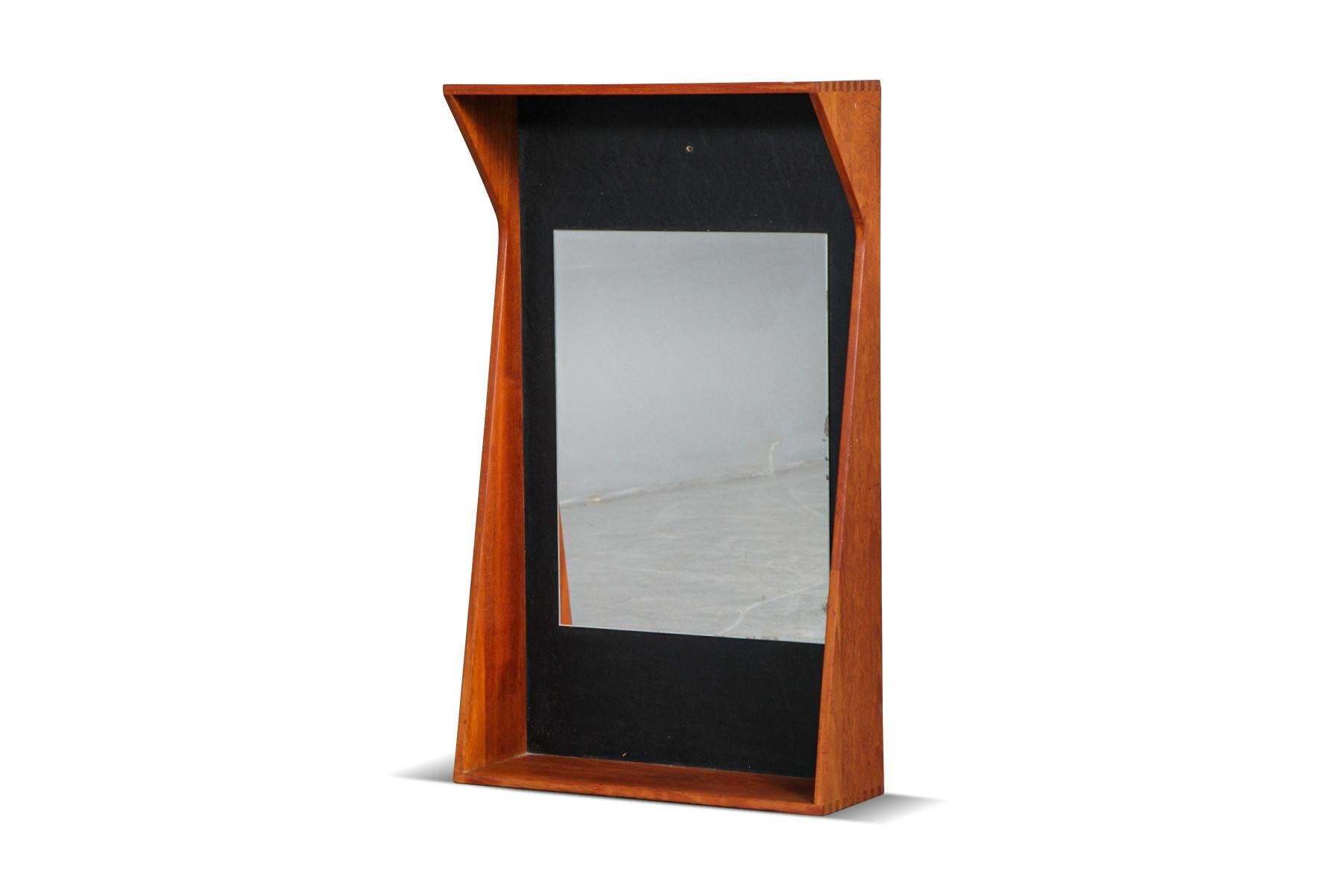 Other Danish Modern Solid Teak Framed Angular Wall Mirror For Sale