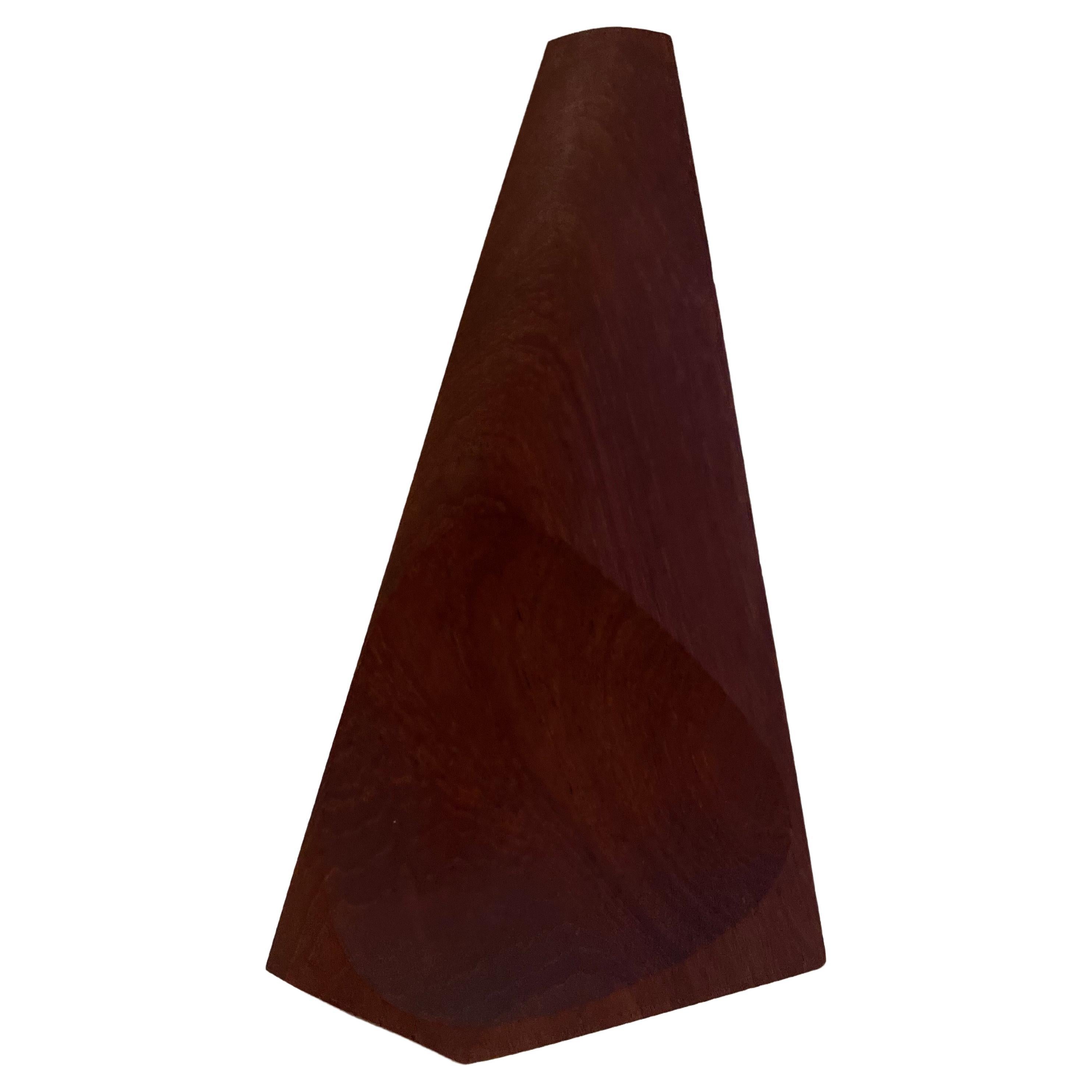 Danish Modern Solid Teak Geometric Freeform Vase For Sale