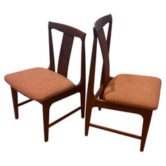 Danish Modern Solid Teak MCM His & Hers Side Dining Chairs Set of 2