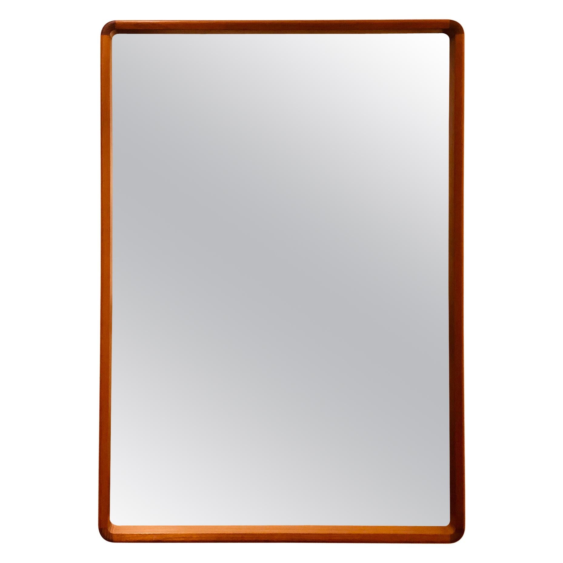 Danish Modern Solid Teak Mirror with Rounded Corners by Westnofa