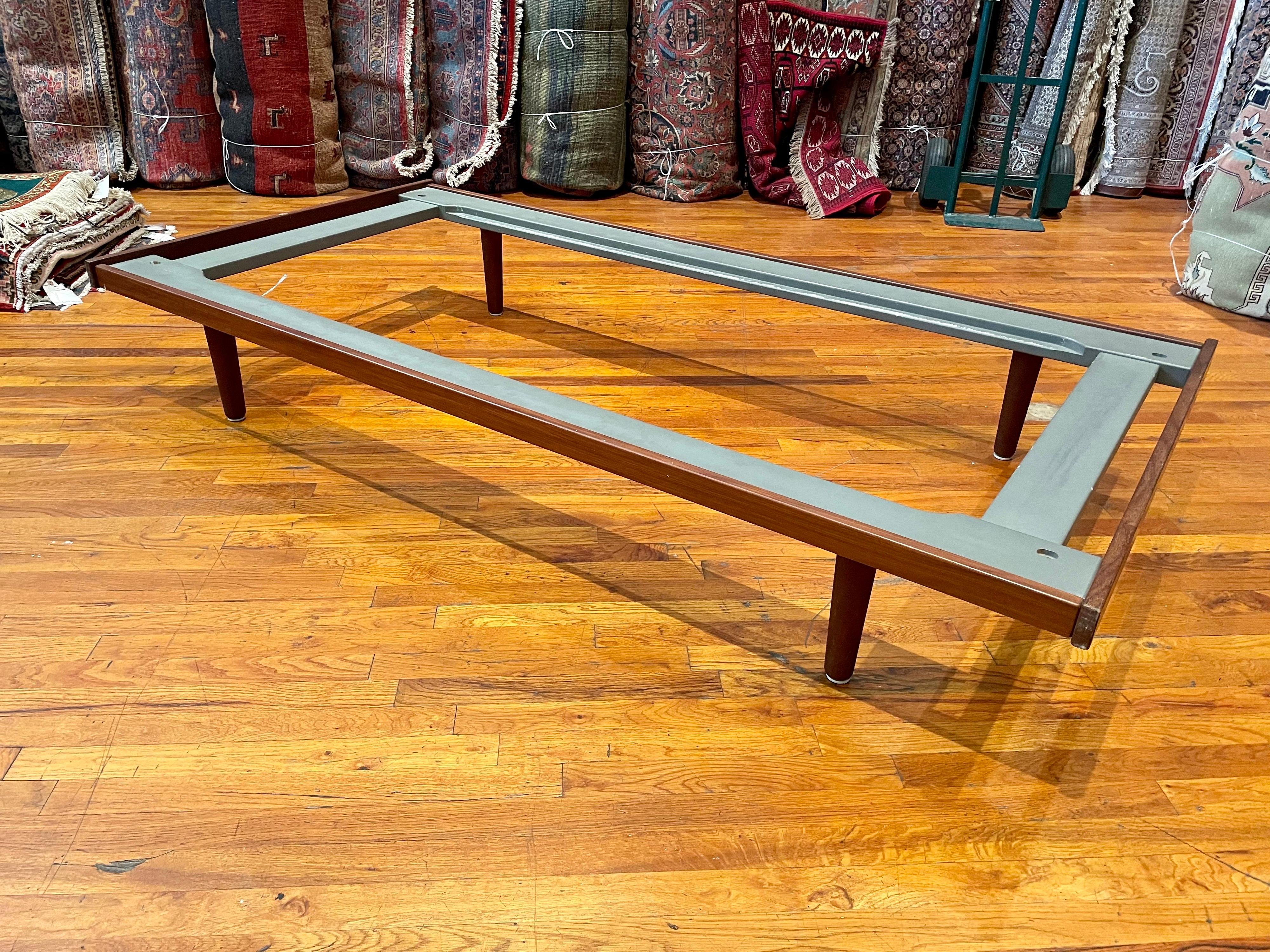 Simple solid elegant dark solid teak frame XL twin platform frame, great condition solid and sturdy legs screw off and on incredible quality and nice condition.