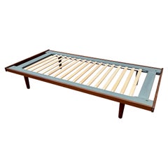 Danish Modern Solid Teak Platform XL Twin Bed Frame Attributed to Hans Wegner