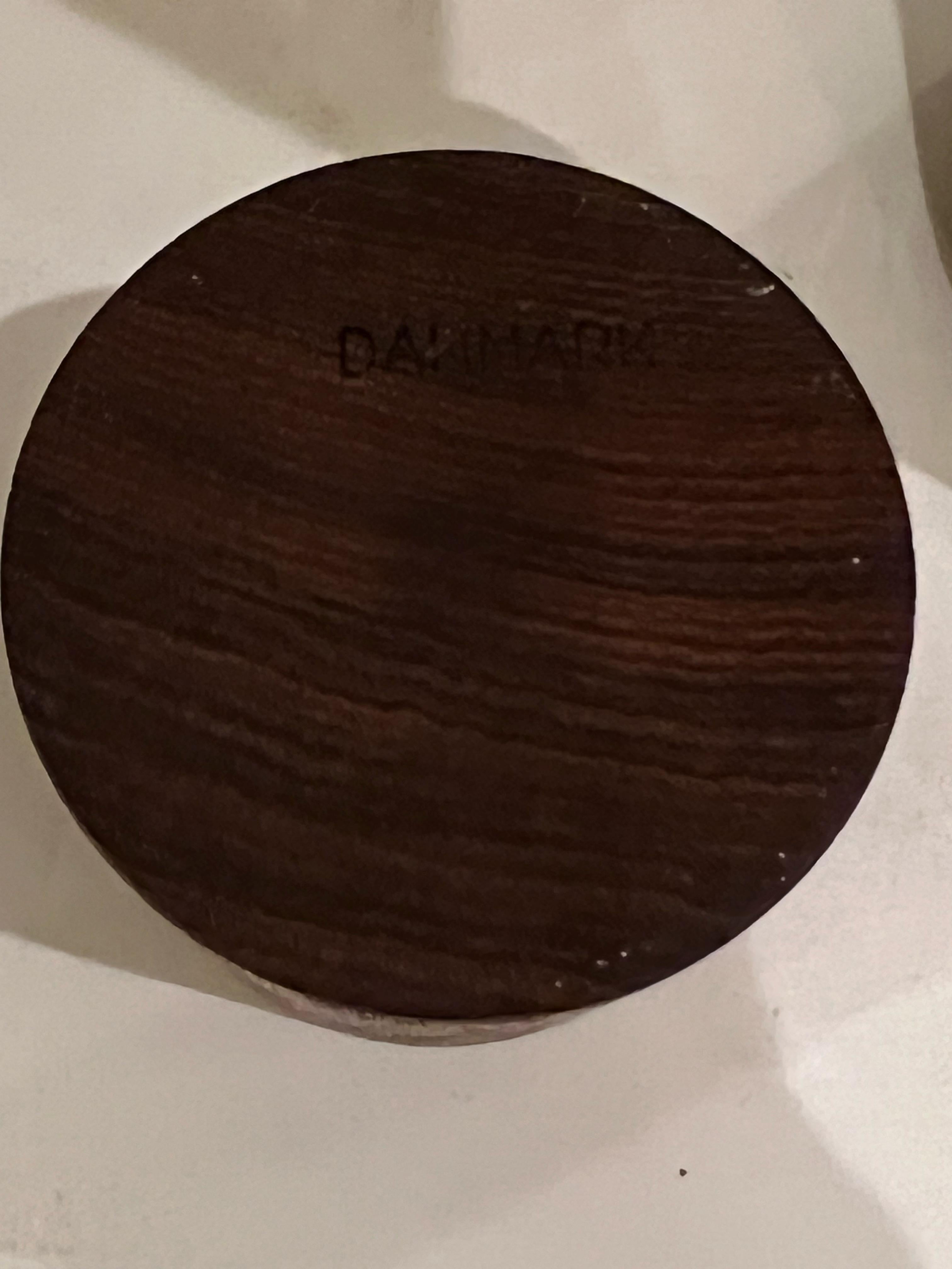 Danish Modern Solid Teak & Purple Glass Rare Candle Holder Lamp In Good Condition For Sale In San Diego, CA