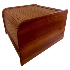 Danish Modern Solid Teak Roll Top Tambour Door Box