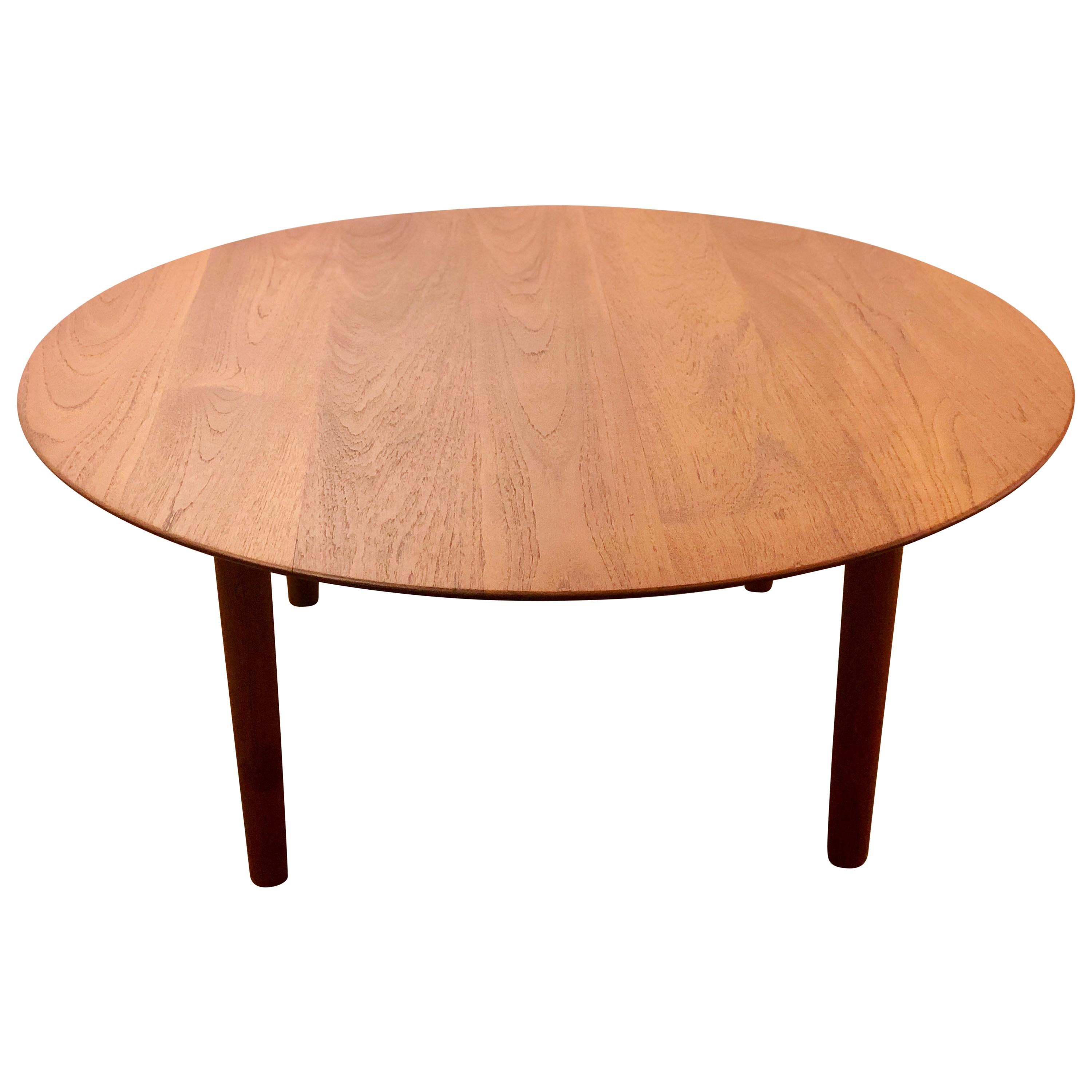 Danish Modern Solid Teak Round Coffee Table with Beveled Edge