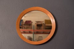 Danish Modern Solid Teak Round Wall Hanging Mirror