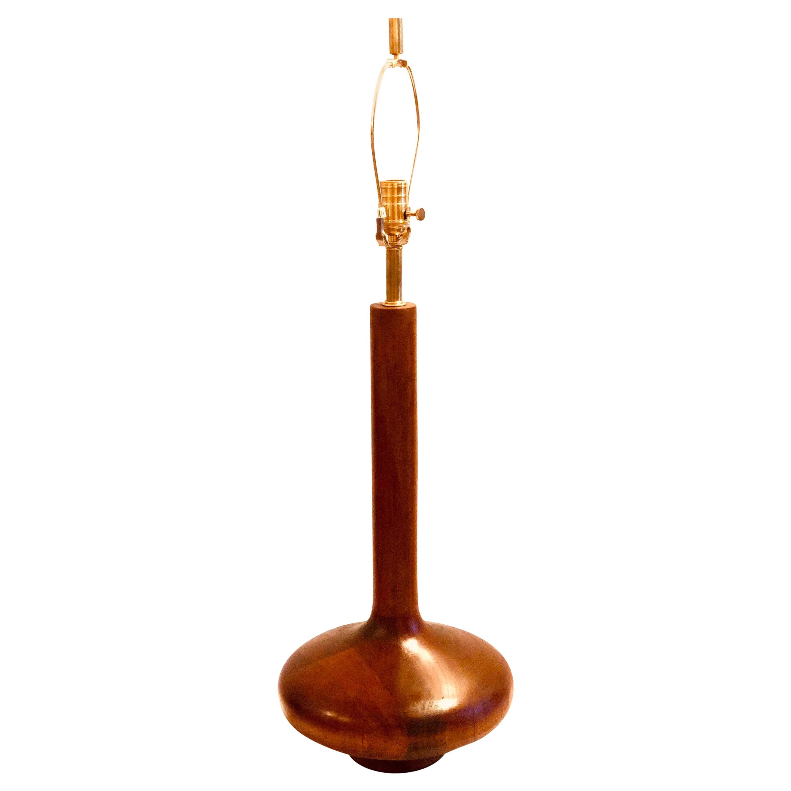 Danish Modern Solid Teak Sculptural Bulbous Desk / Table Lamp