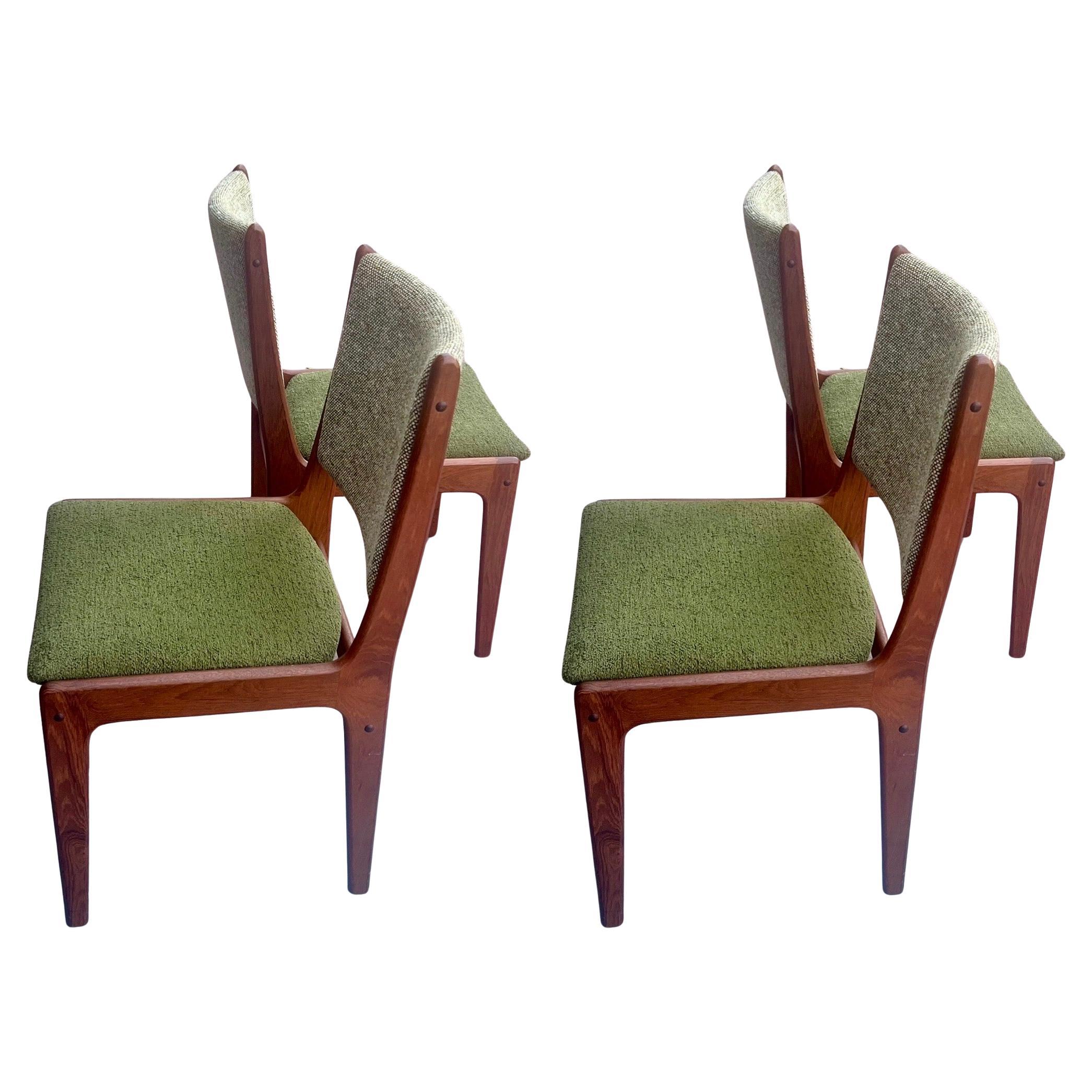 Danish Modern Solid Teak Set of 4 Dining Chairs by Johannes Andersen For Sale