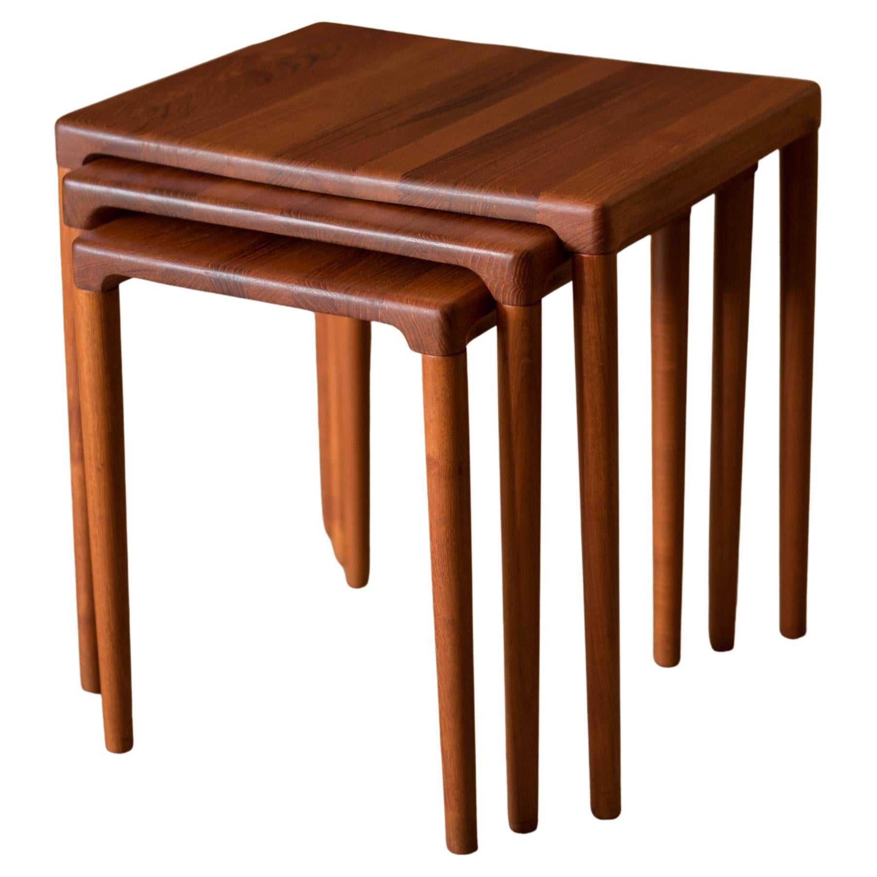 Danish Modern Solid Teak Set of Nesting End Tables by H.W. Klein for Bramin