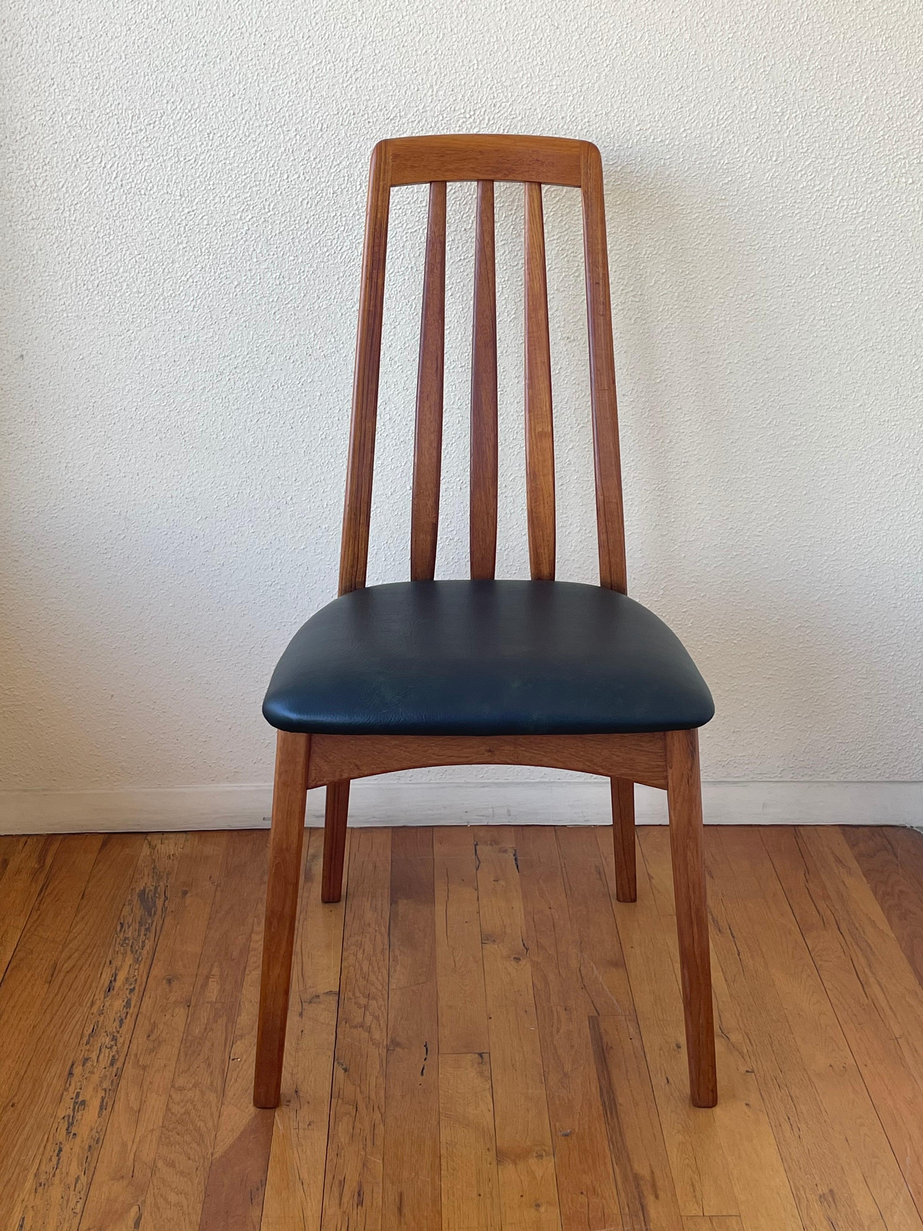 Danish Modern Solid Teak Set of Six Dining Eva Chairs by Niels Koefoed 1