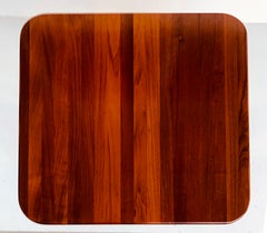 Danish Modern Solid Teak Side Table Rounded Edges and Curved Legs