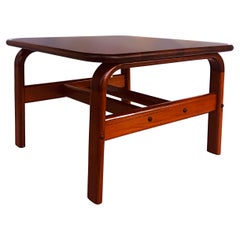 Danish Modern Solid Teak Side Table Rounded Edges and Curved Legs