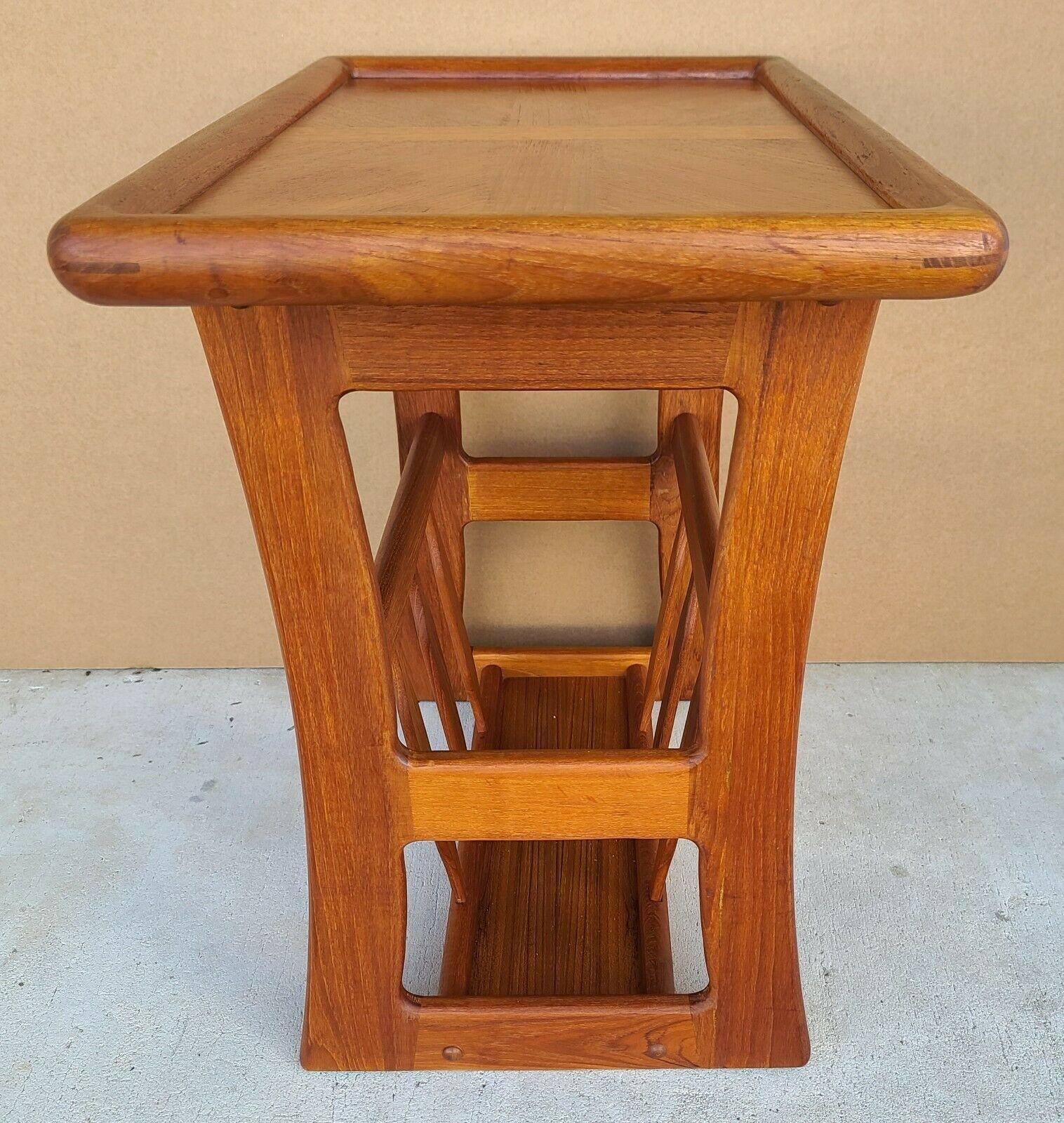 20th Century Danish Modern Solid Teak Side Table with Magazine Holder by Goodwood
