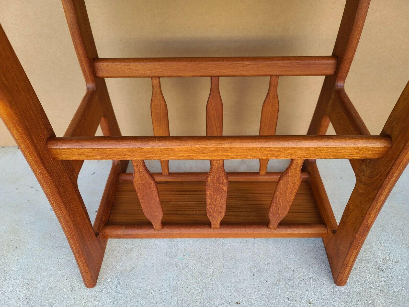 Danish Modern Solid Teak Side Table with Magazine Holder by Goodwood 2