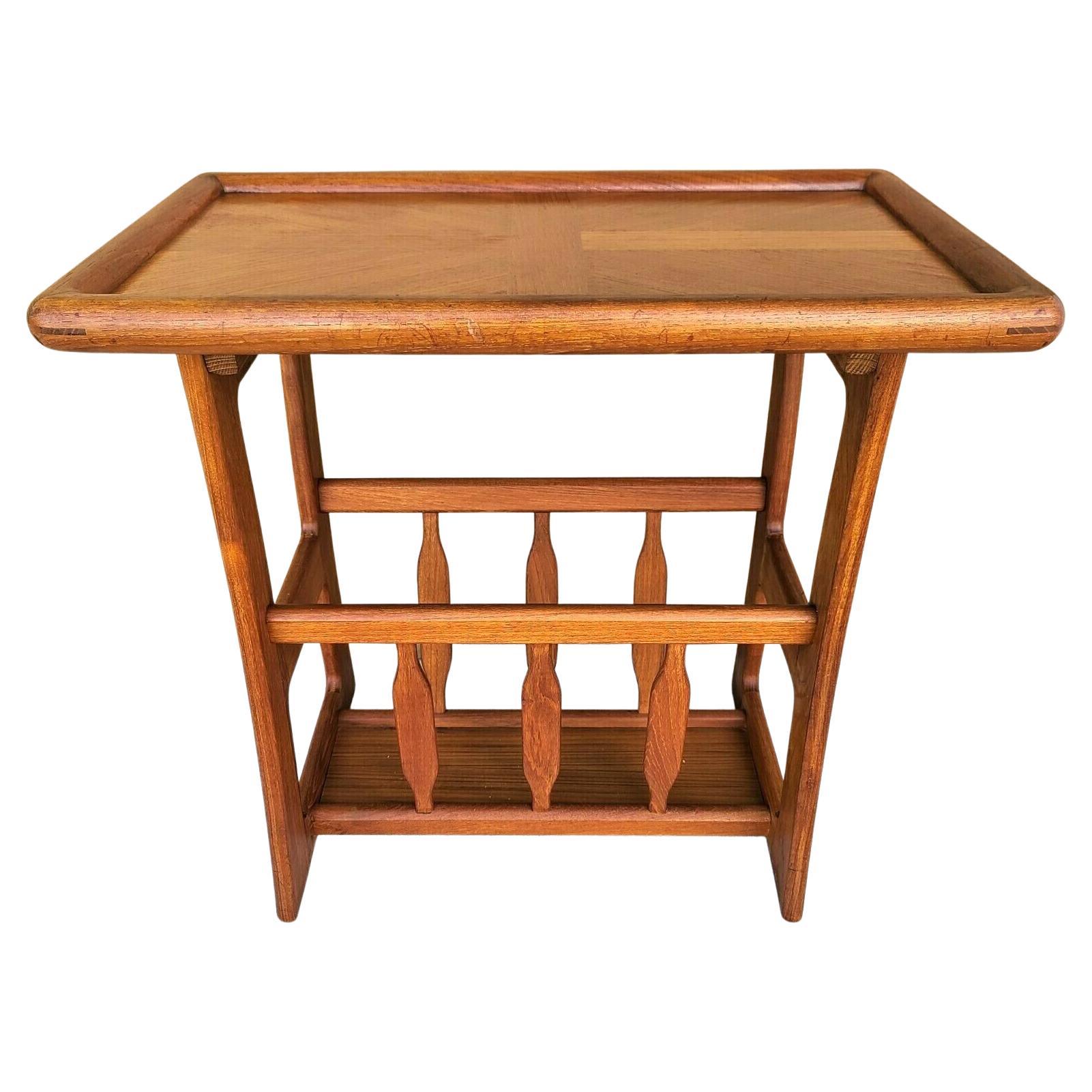 Danish Modern Solid Teak Side Table with Magazine Holder by Goodwood