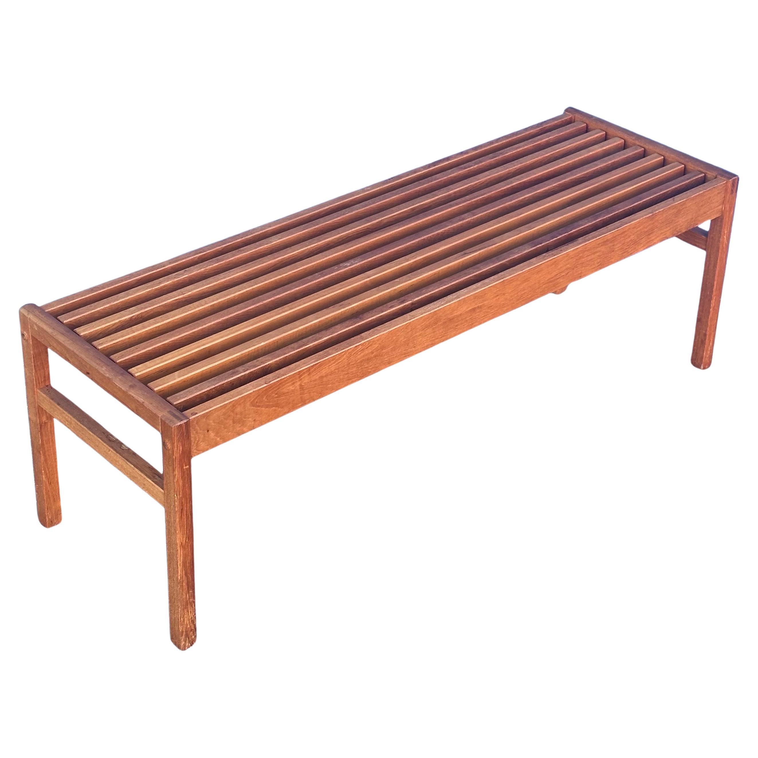 Danish Modern Solid Teak Slat Bench / Coffee Table by Lysgaard Mobler For Sale 8