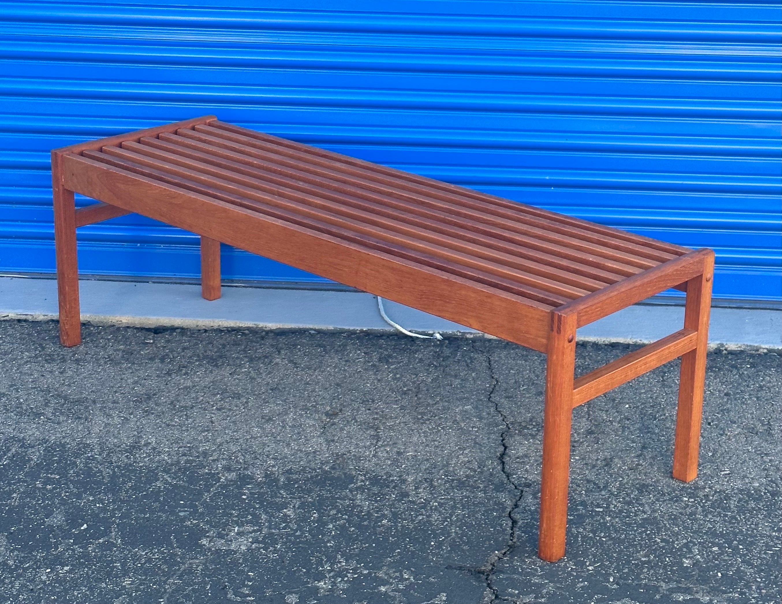 slatted teak bench