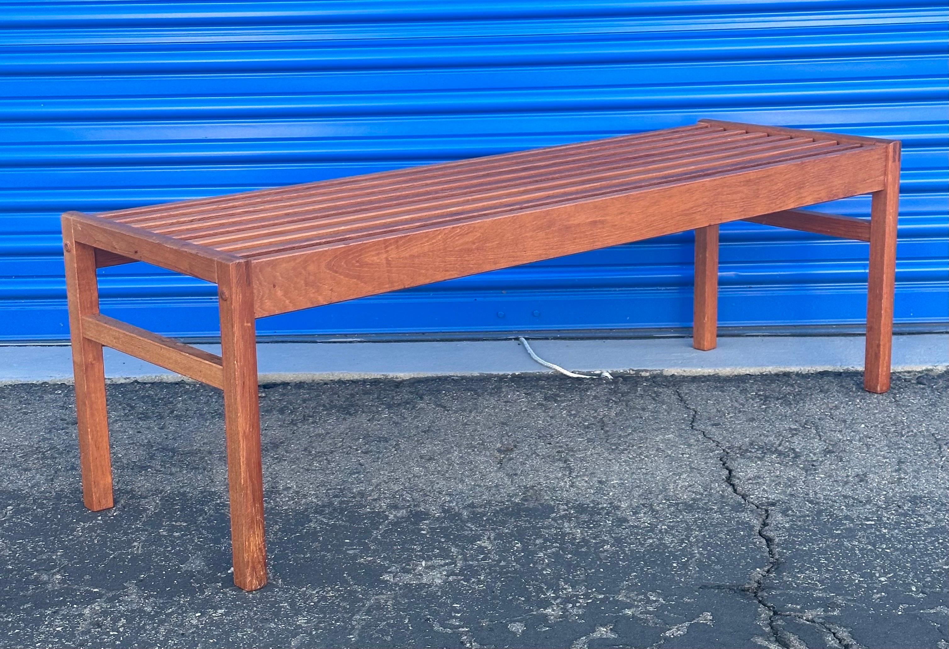 20th Century Danish Modern Solid Teak Slat Bench / Coffee Table by Lysgaard Mobler For Sale
