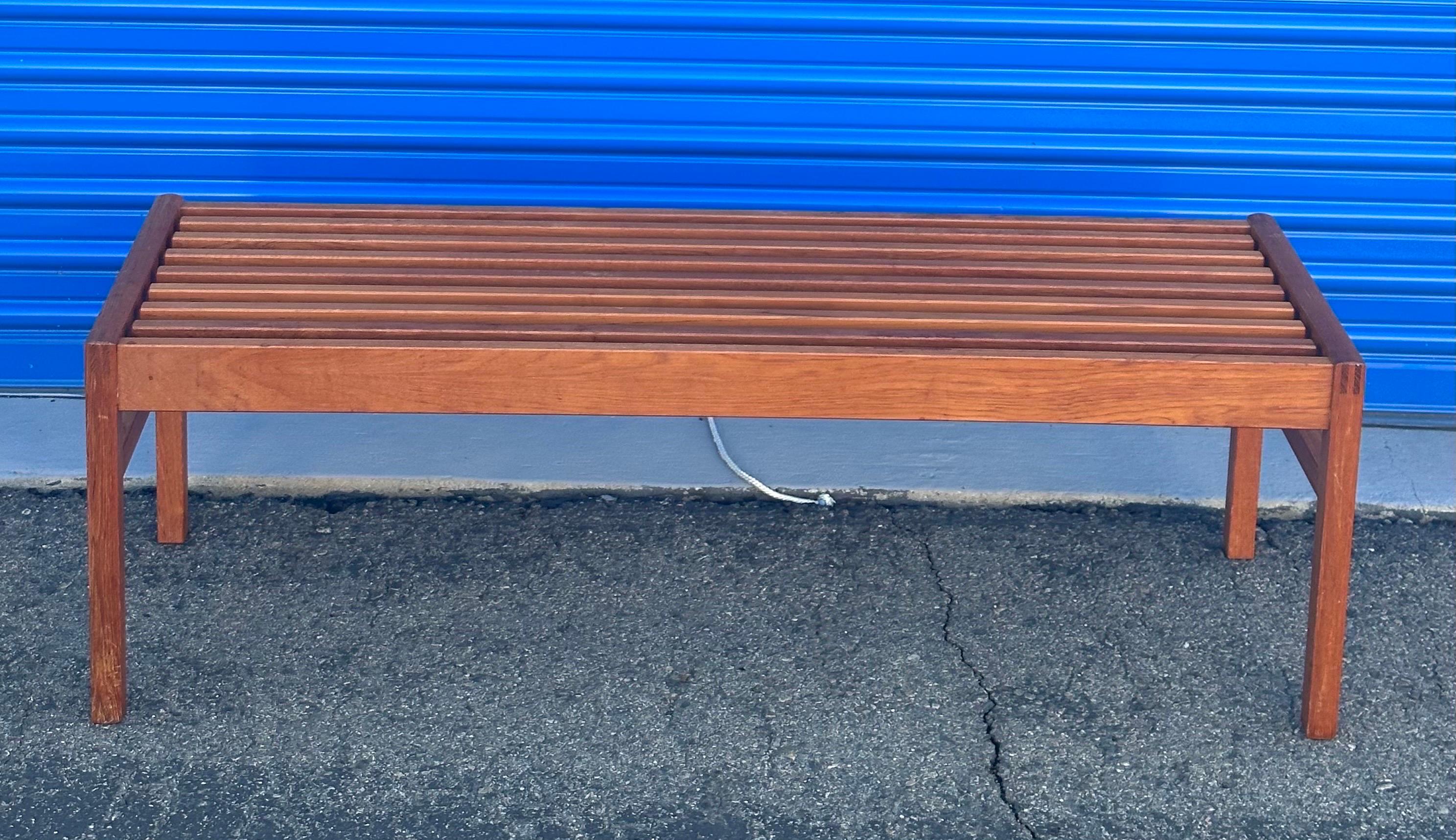 Danish Modern Solid Teak Slat Bench / Coffee Table by Lysgaard Mobler For Sale 1
