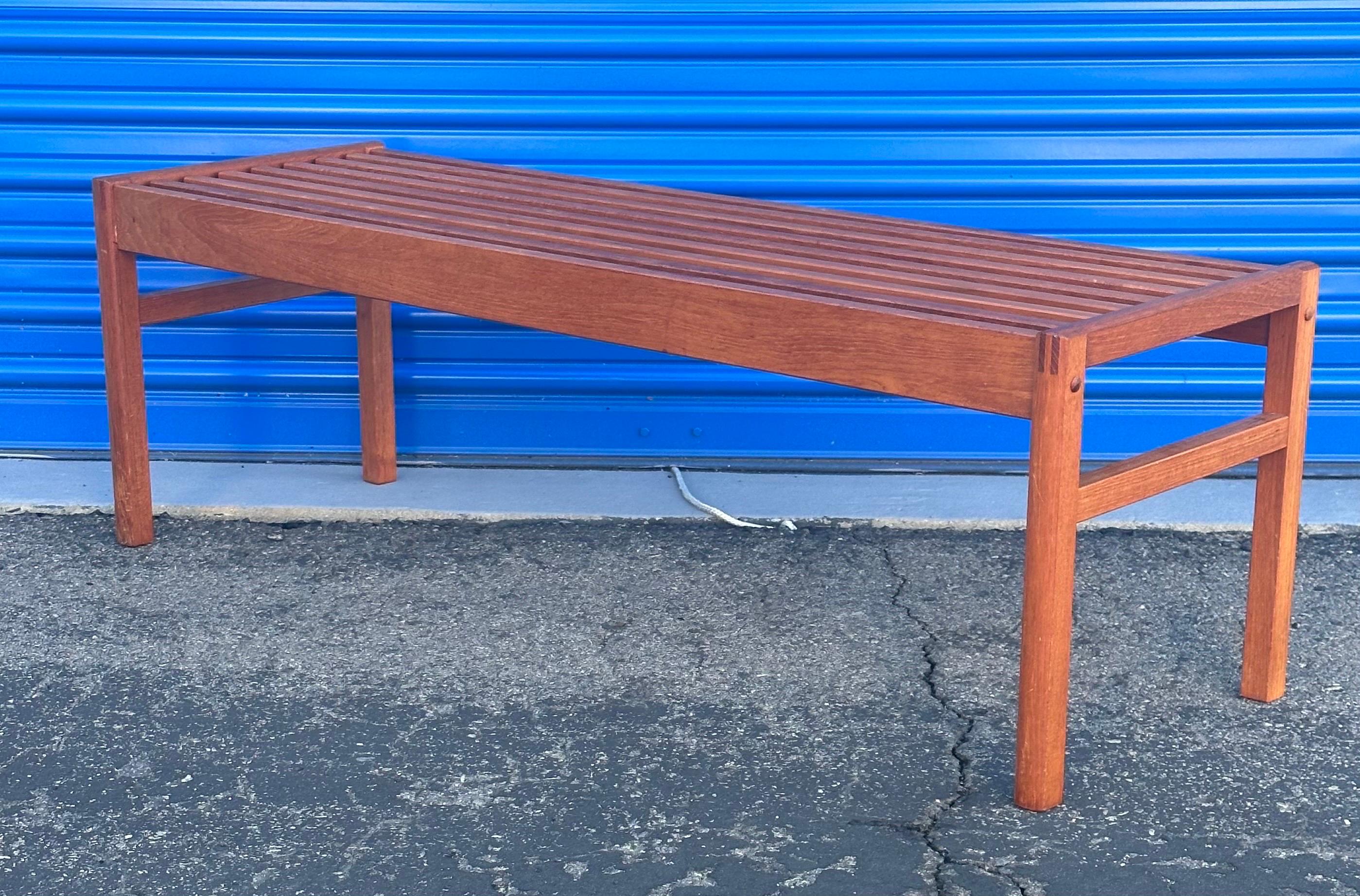Danish Modern Solid Teak Slat Bench / Coffee Table by Lysgaard Mobler 1