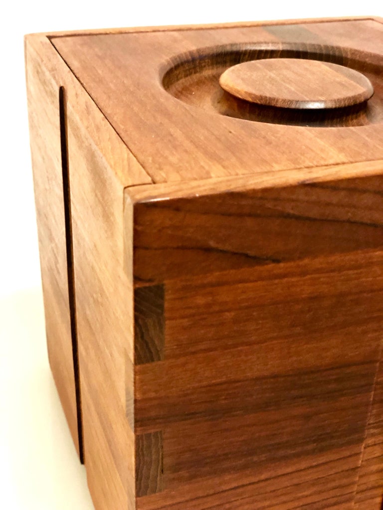 Danish Modern Solid Teak Square Ice Bucket For Sale at 1stDibs