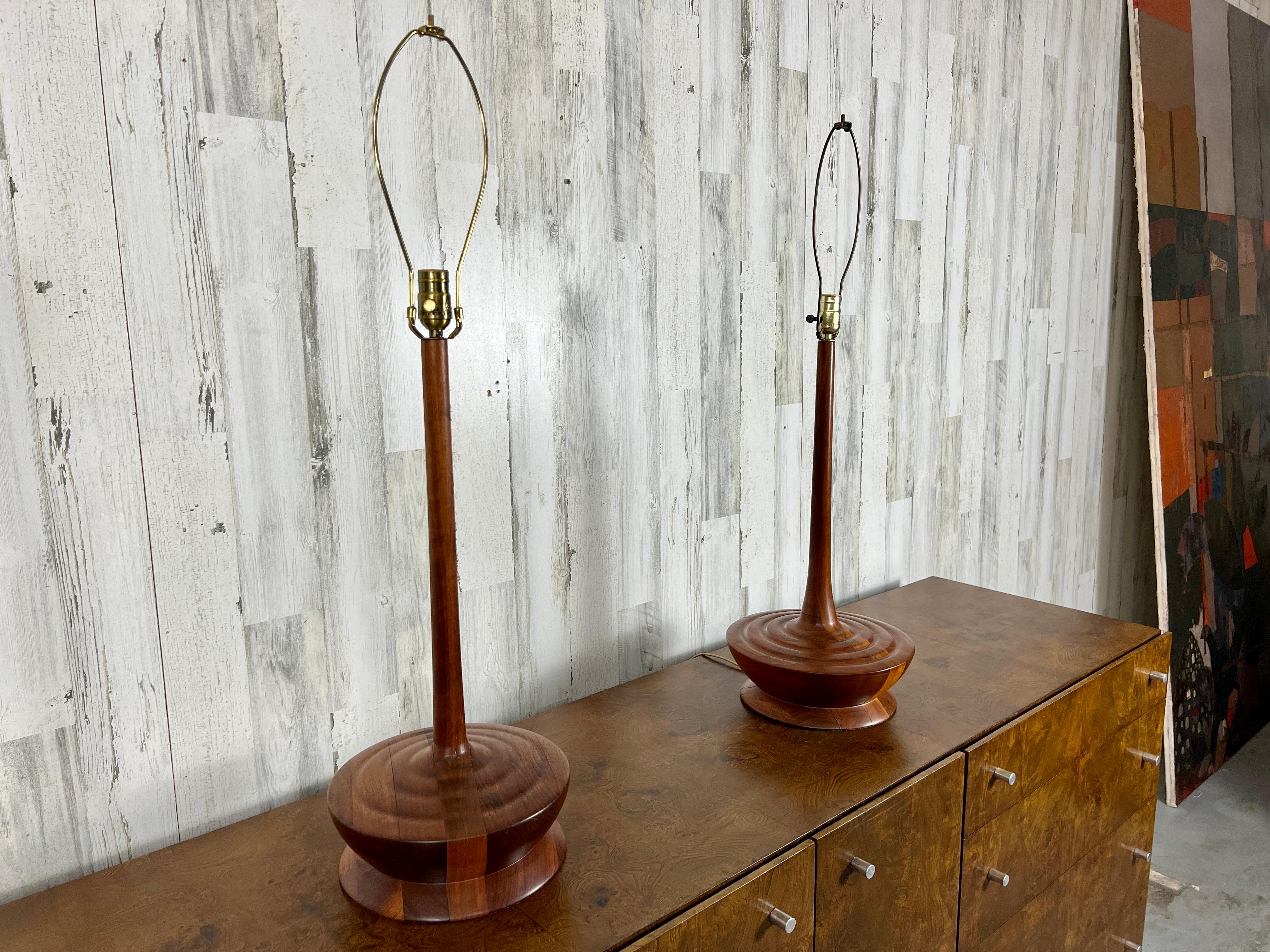 Danish Modern solid Teak Table Lamps  For Sale 8