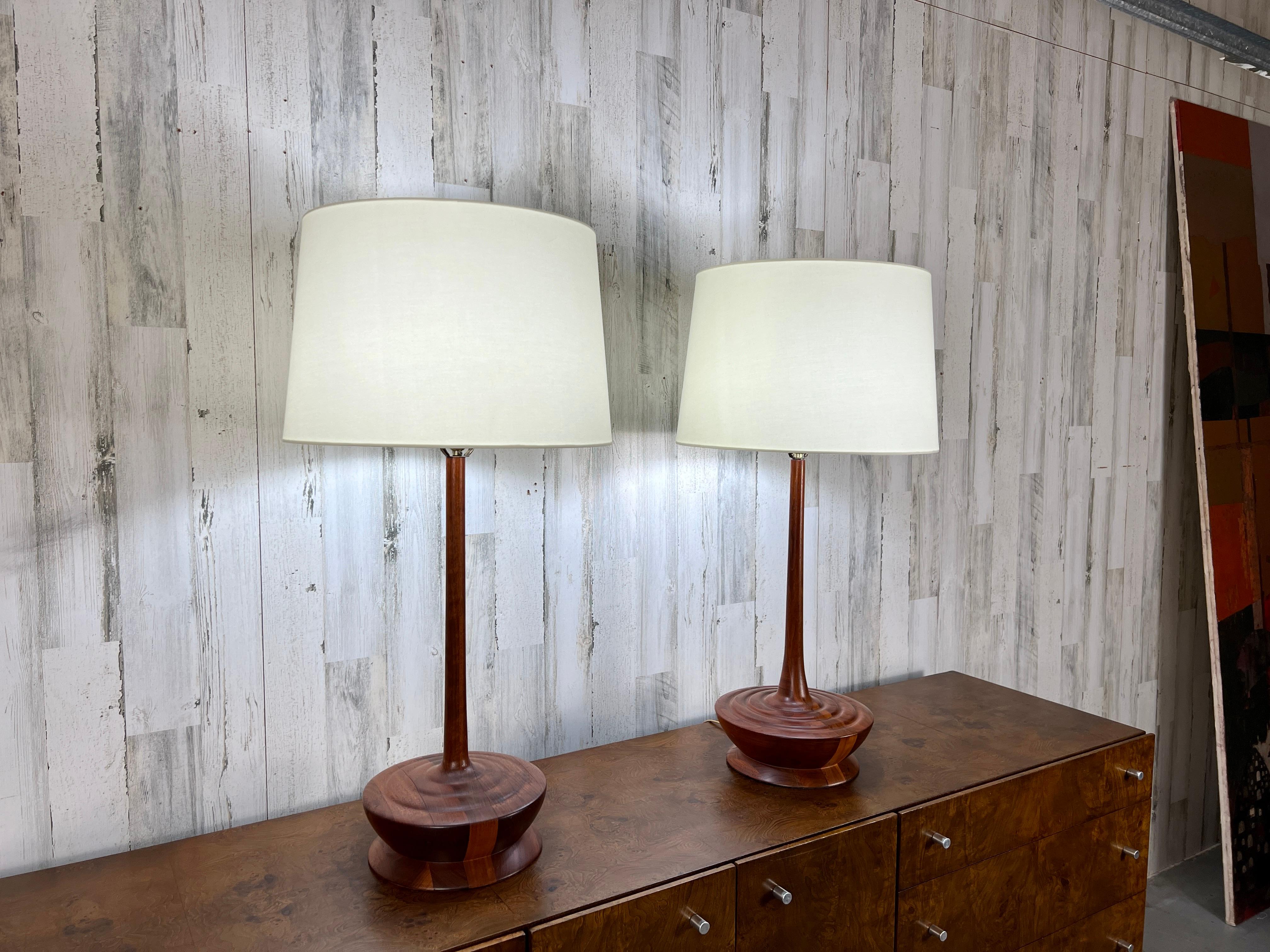 Scandinavian Modern Danish Modern solid Teak Table Lamps  For Sale