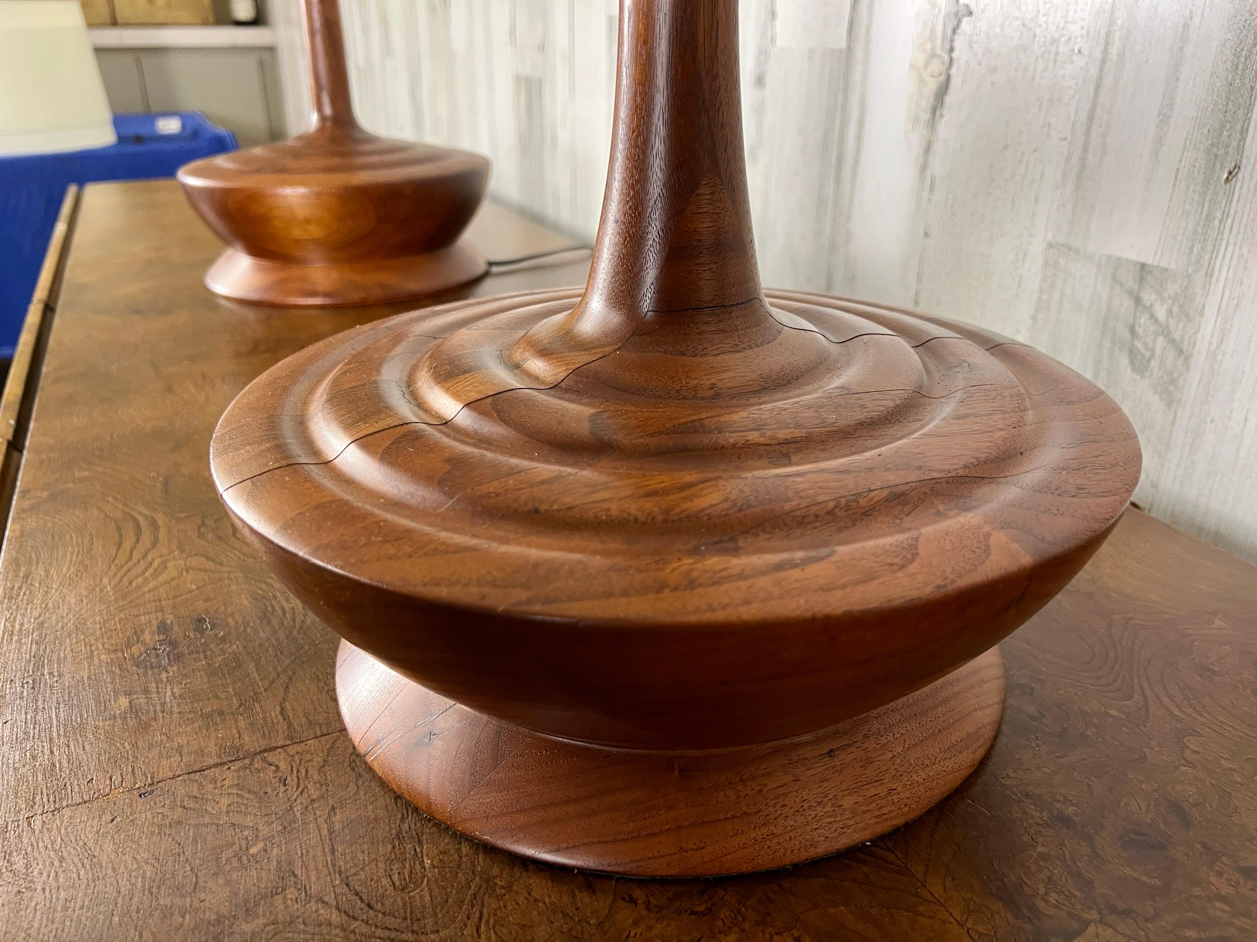 Danish Modern solid Teak Table Lamps  In Good Condition For Sale In Denton, TX