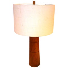 Danish Modern Solid Teak Tall Column Table Lamp