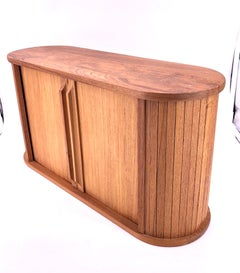 Danish Modern Solid Teak Tambour Door Box