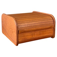 Used Danish Modern Solid Teak Tambour Door Box
