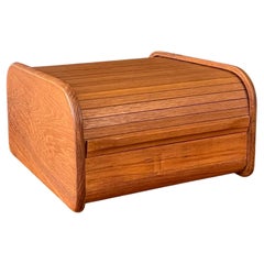 Danish Modern Solid Teak Tambour Door Box