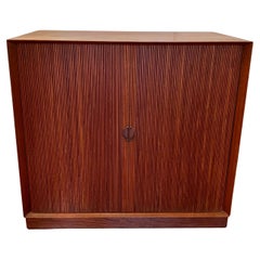 Danish Modern Solid Teak Tambour Door Credenza by Peter Hvidt  & Orla Molgaad