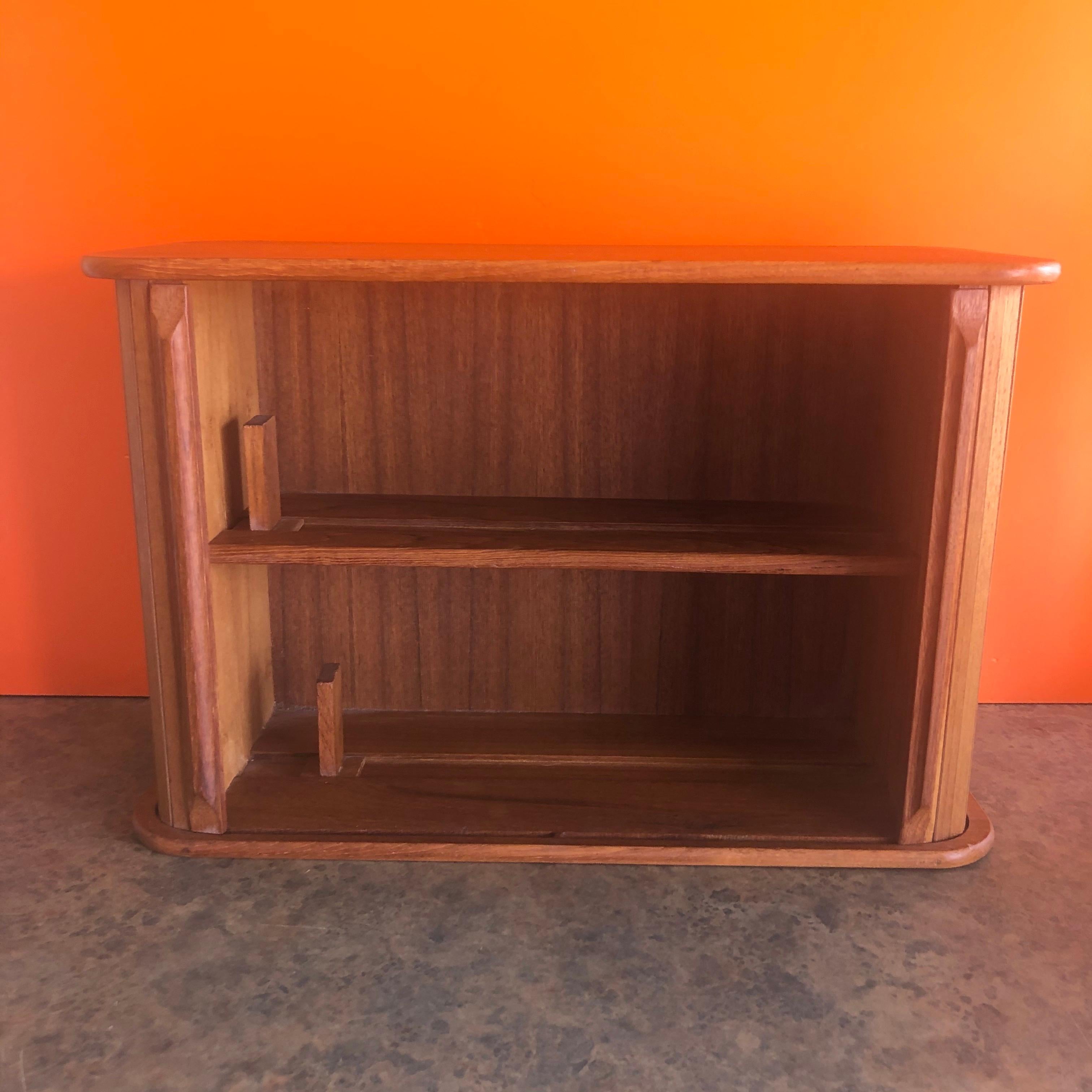 Thai Danish Modern Solid Teak Tambour Door Storage Box