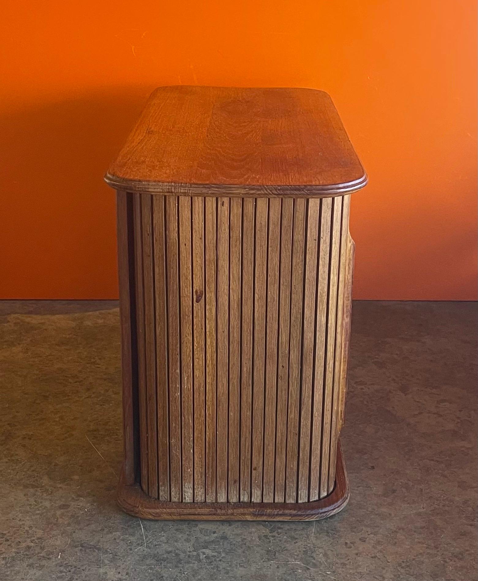 Thai Danish Modern Solid Teak Tambour Door Storage Box