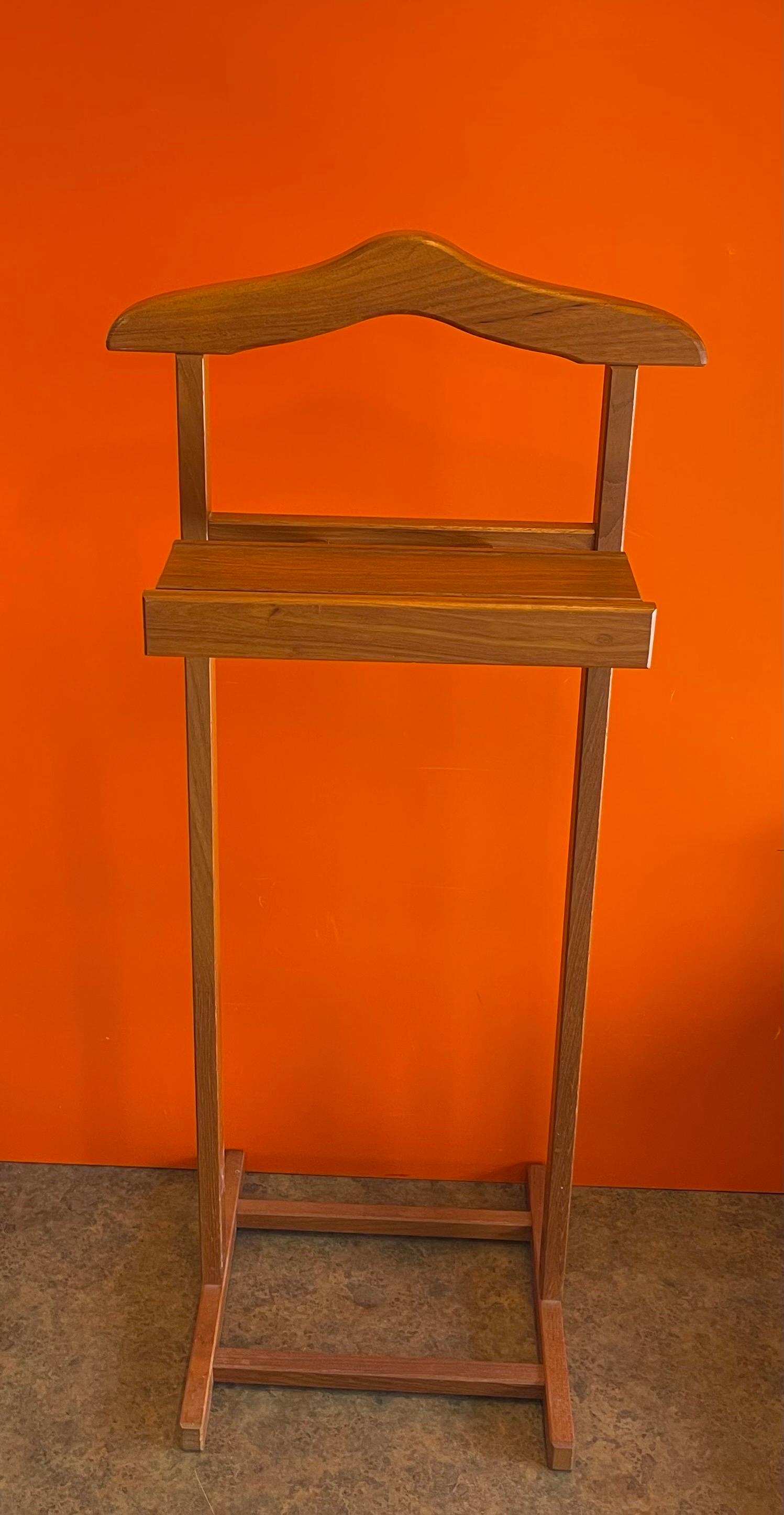 20th Century Danish Modern Solid Teak Valet Rack with Shelf by PBJ Mobler Denmark For Sale