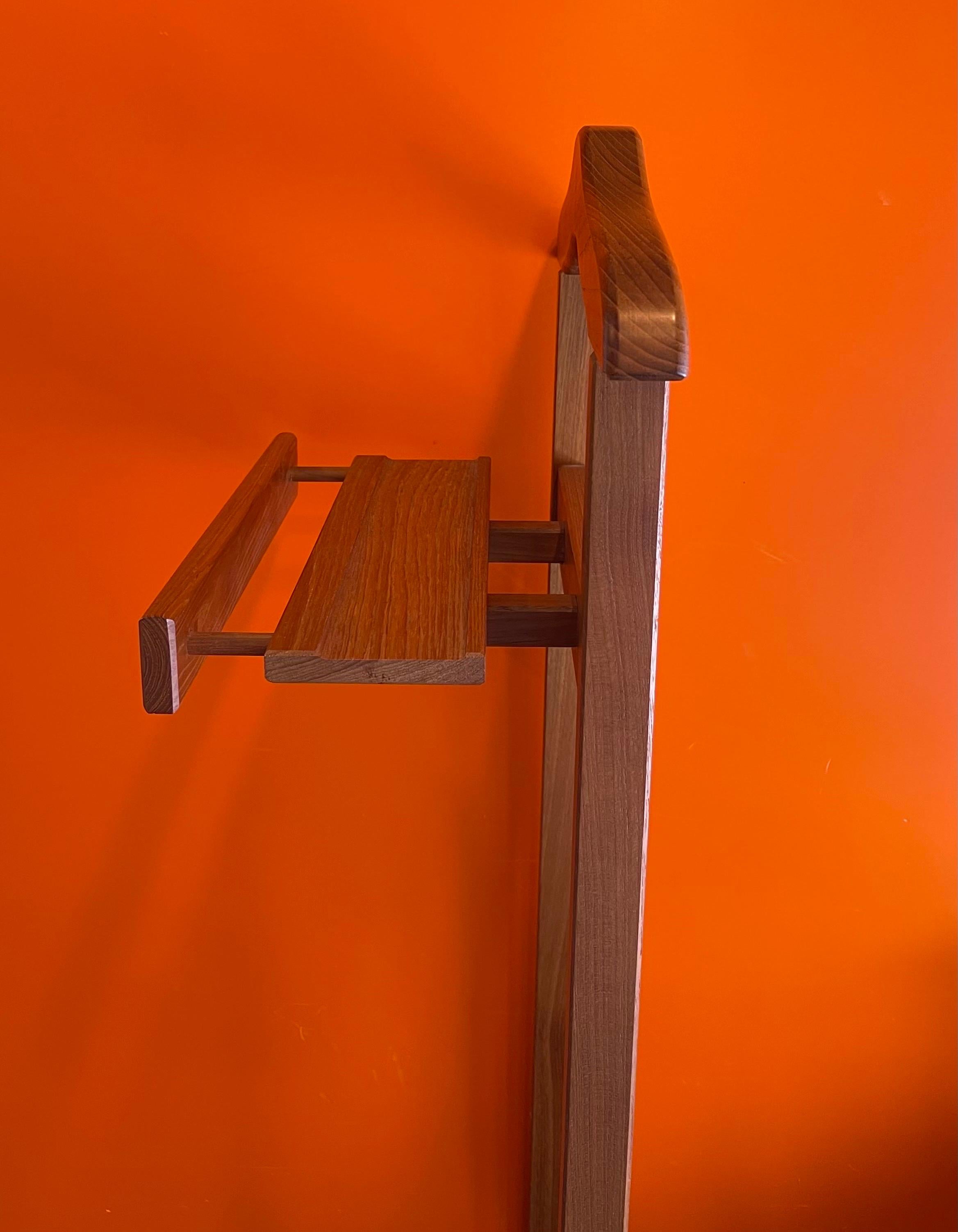 Danish Modern Solid Teak Valet Rack with Shelf by PBJ Mobler Denmark For Sale 4