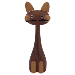 Danish Modern Solid Teak Wood Carved Toy