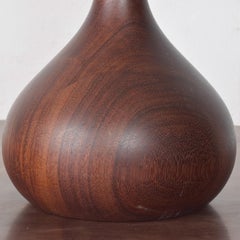 Danish Modern Solid Teak Wood Turned Tear Drop Table Lamp, 1950s
