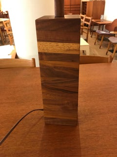 Danish Modern Solid Walnut Butcher Block Table Lamp by Martz