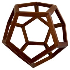 Danish Modern Solid Walnut Geometric Unique Sculpture Hand Made
