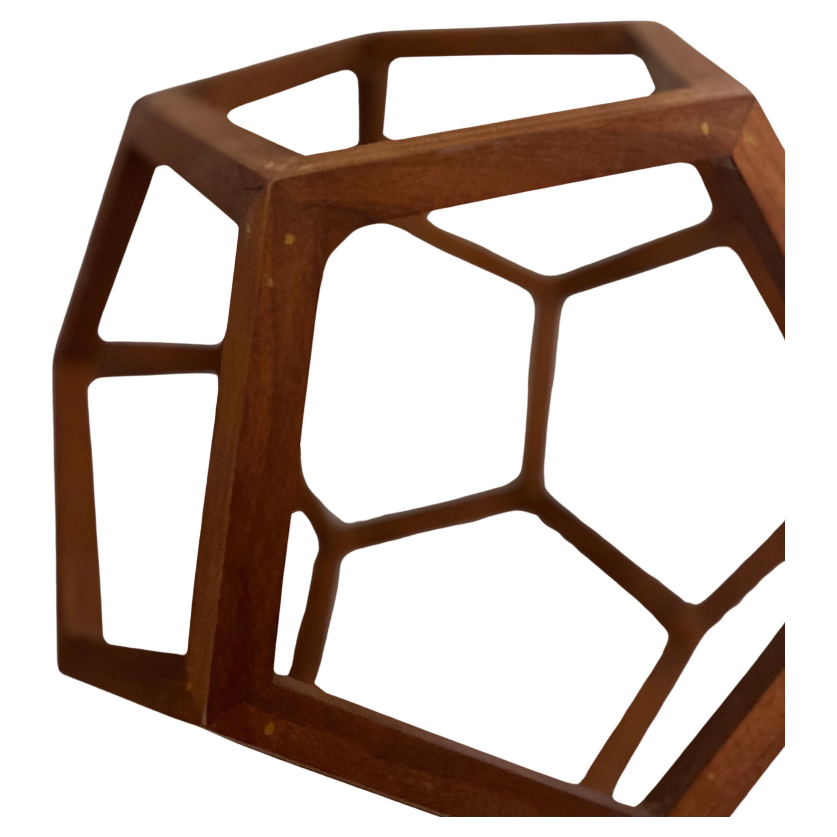 American Danish Modern Solid Walnut Geometric Unique Sculpture Hand Made  For Sale