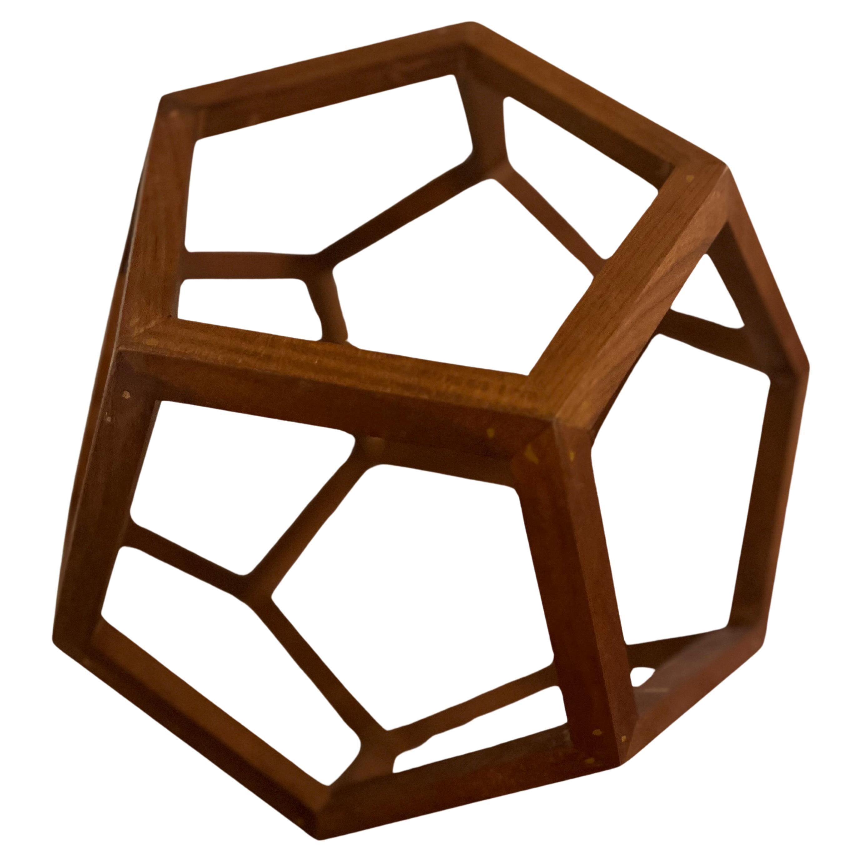 Danish Modern Solid Walnut Geometric Unique Sculpture Hand Made  In Excellent Condition For Sale In San Diego, CA